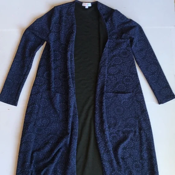 LuLaRoe Blue and Black Long Cardigan Size XS - Picture 2 of 7